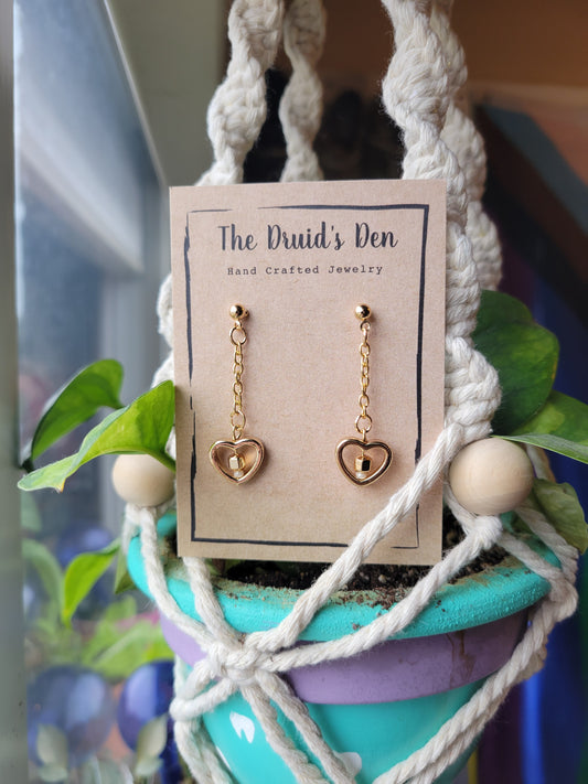 Gold Heart Drop Dangles