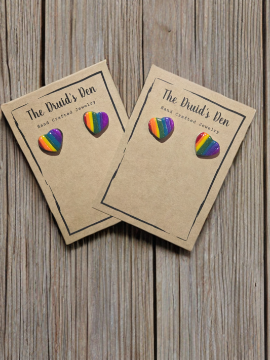 Rainbow Heart Studs